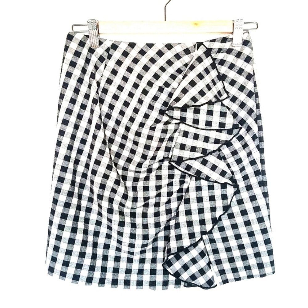 H&M | Gingham print ruffles Mini skirt size 4
